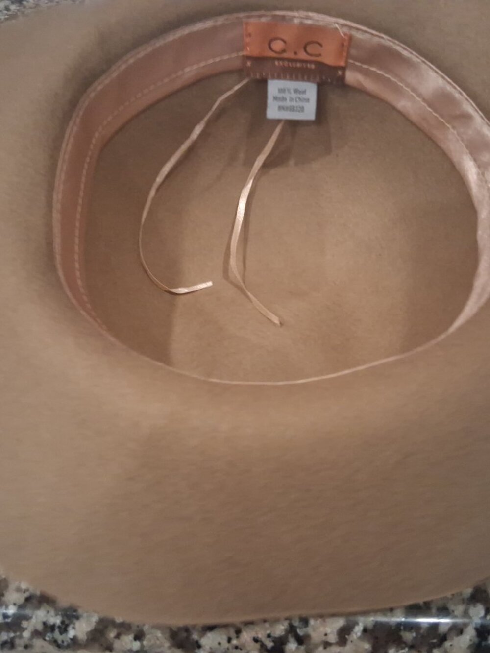 Felt Fedora Hat by C.C. Exclusive- Tan Wide Brim with Chain Accent-One Size - Picture 4 of 5